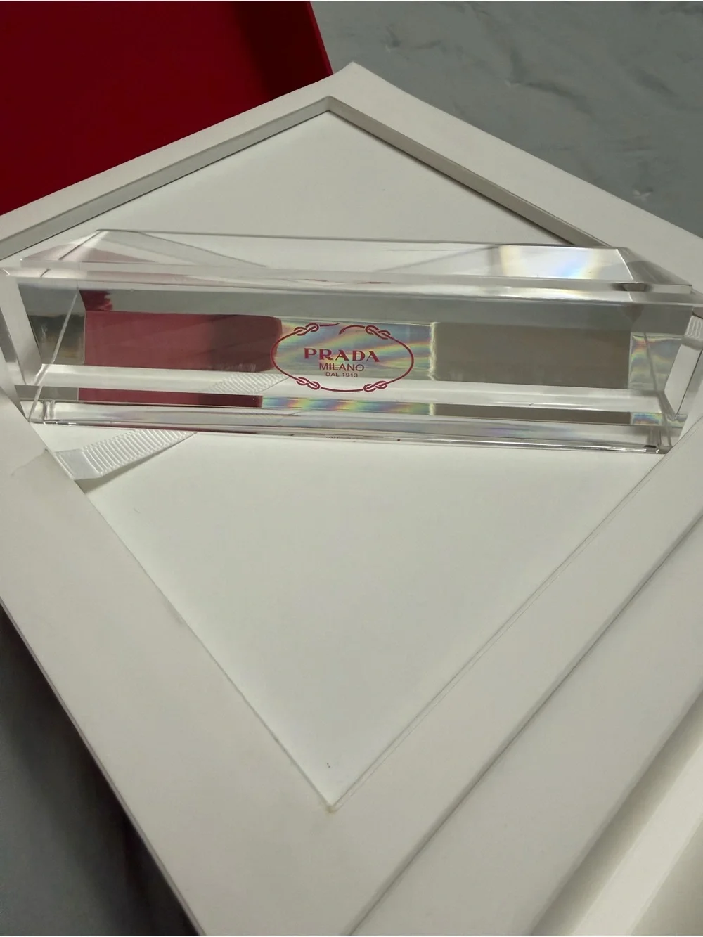 Prada Black & White Acrylic Perpetual Calendar with Red Markers